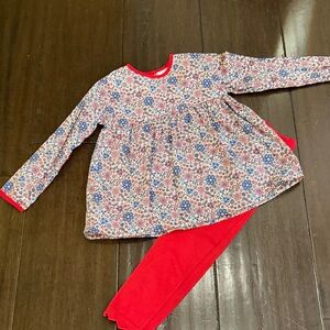 Floral Long Sleeve Top and Red Leggings Set. James and Lottie. 6